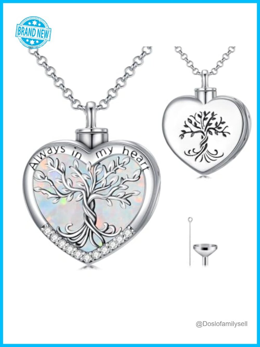 925 Sterling Silver Tree of Life Urn Necklace Heart Cremation Jewelry Memorial